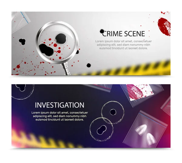 Escena del crimen Banners horizontales — Vector de stock