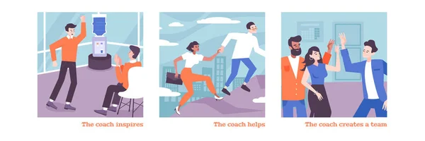 Coaching platta illustrationer Set — Stock vektor