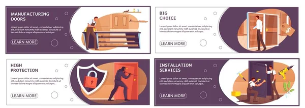 ドア水平バナーセット — ストックベクタ
