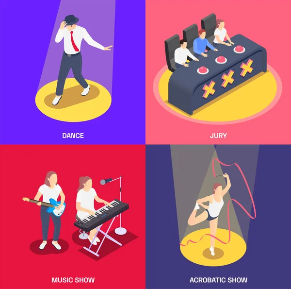 Talent Show Isometrische set — Stockvector