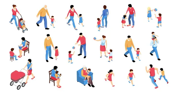 Ensemble adultes avec enfants — Image vectorielle