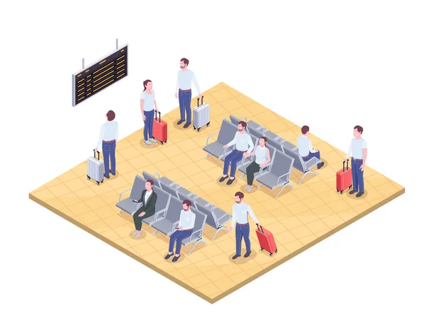 Az Isometric Airport Lounge összetétele — Stock Vector