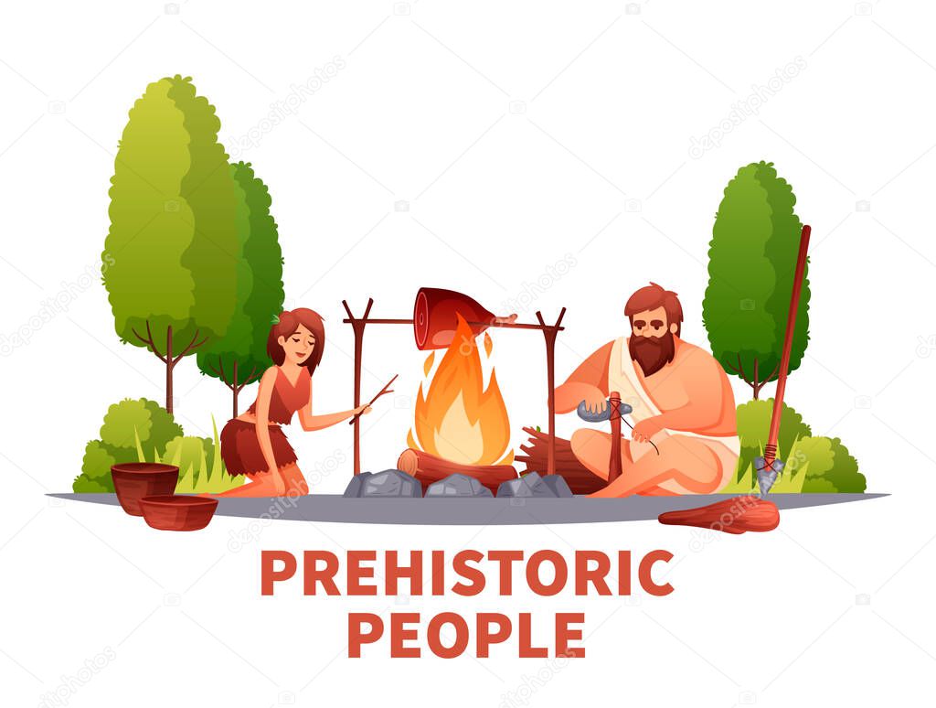 Prehistoric People Flat Composition 