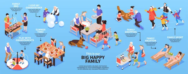 Grandes infografías de la familia feliz — Vector de stock