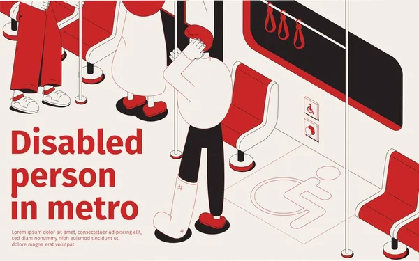 Behinderte Person in der Metro Illustration — Stockvektor