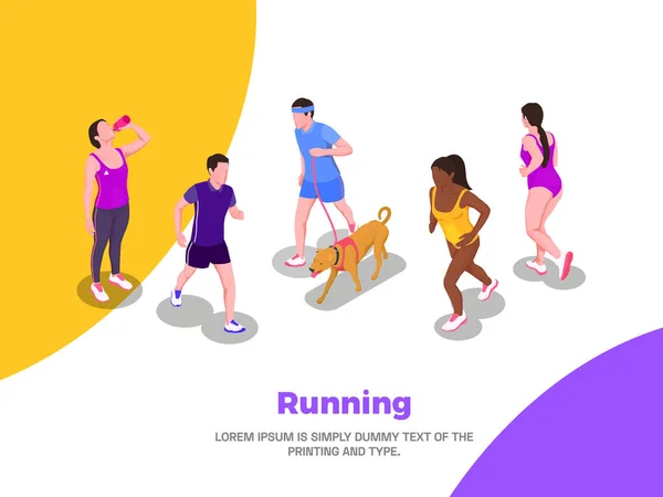Plakat z ludźmi biegającymi — Wektor stockowy
