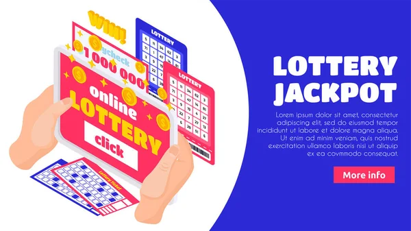 Lottó Jackpot Izometrikus kirakodás oldal — Stock Vector