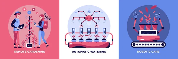 Ensemble de bannières de jardin intelligentes — Image vectorielle