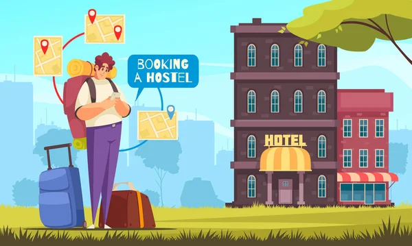 Reizen Booking Hostel Samenstelling — Stockvector