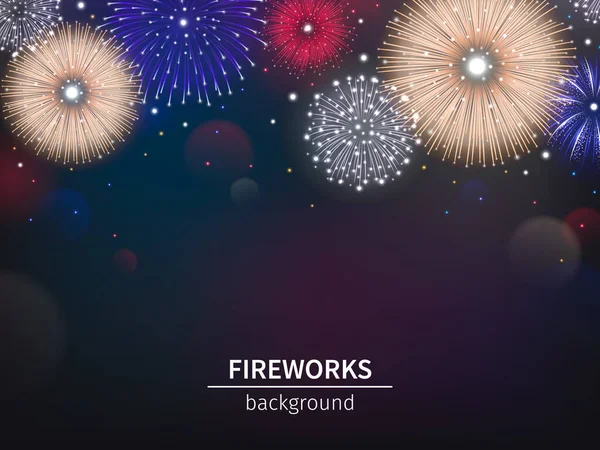 Fondo de fuegos artificiales realistas — Archivo Imágenes Vectoriales