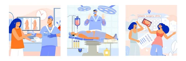Πλαστικές επίπεδες συνθέσεις χειρουργικής — Διανυσματικό Αρχείο