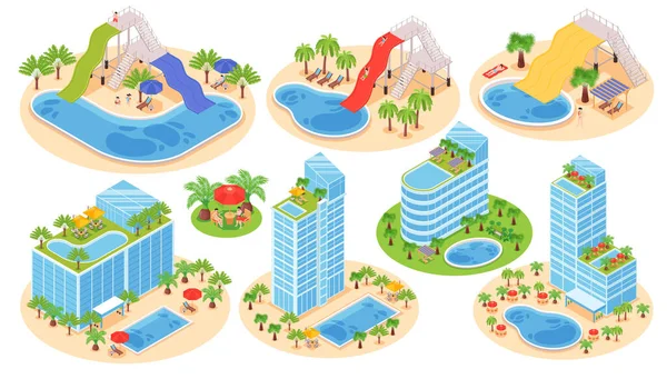 Hotel Water Park Set — Archivo Imágenes Vectoriales