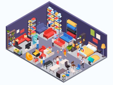 Mobilya Dükkanı Isometric Arkaplan