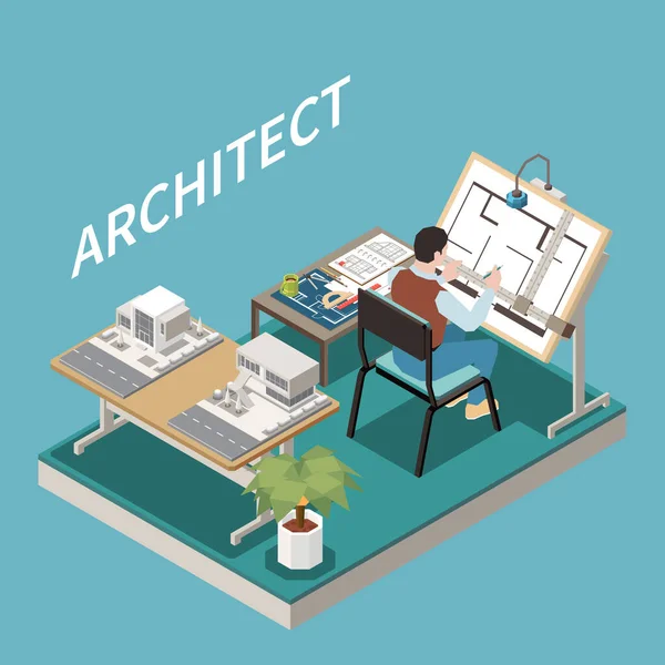 Architect aan het werk Samenstelling — Stockvector