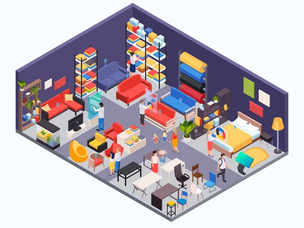 Magasin de meubles Isometric fond — Image vectorielle