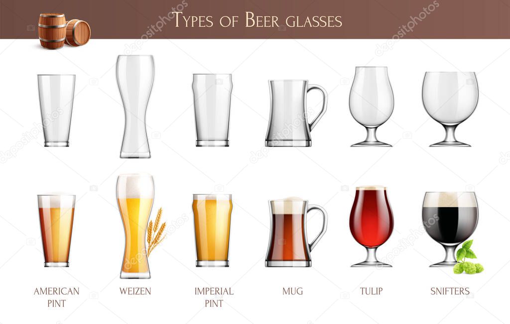 Beer Glasses Realistic Infographics