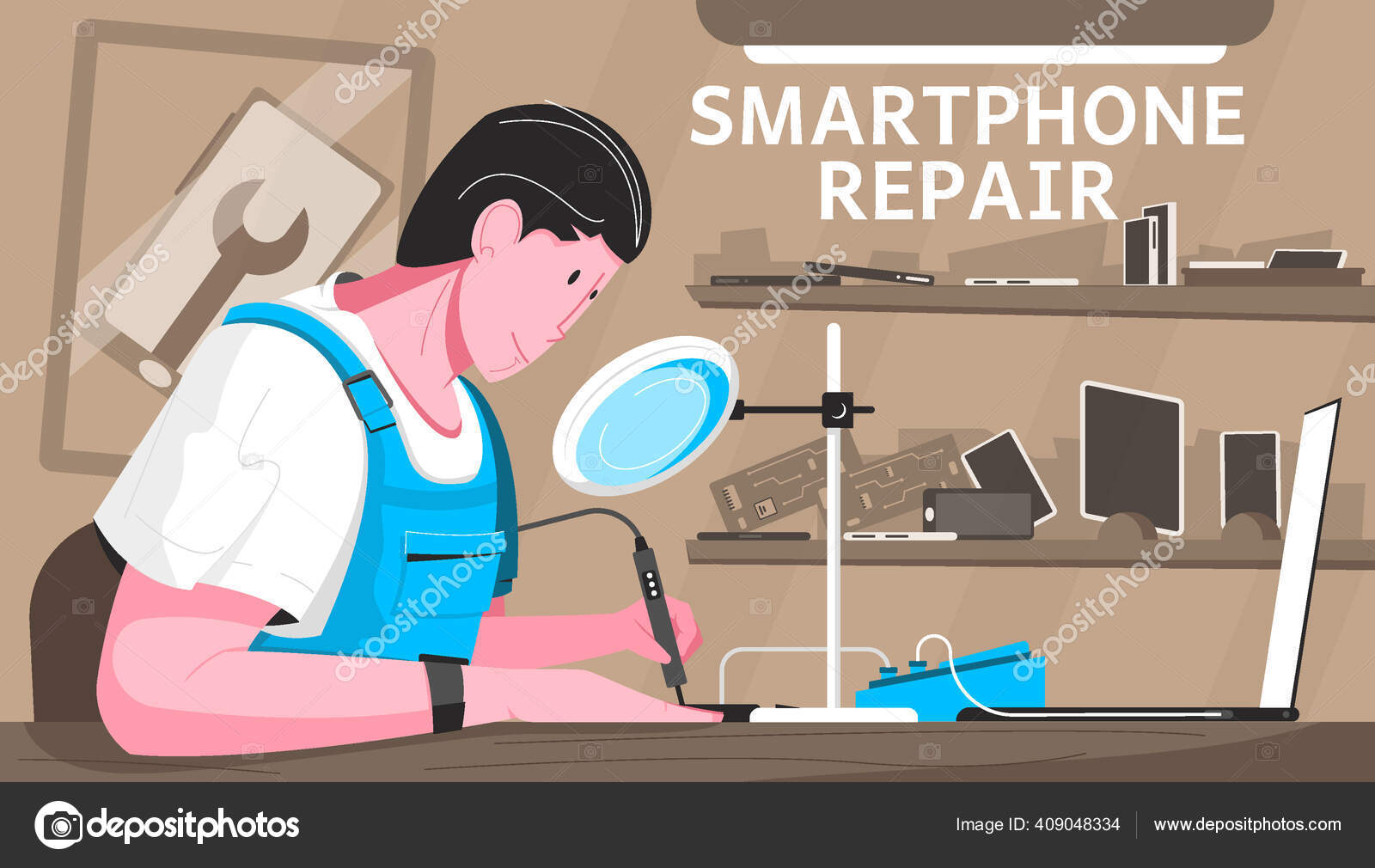 Phone repair cartoon Vector Art Stock Images | Depositphotos