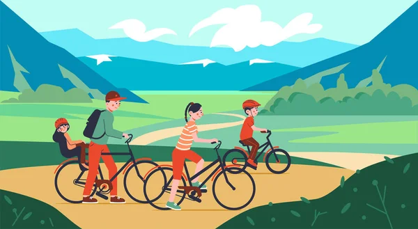 Composizione della passeggiata in bicicletta per famiglie — Vettoriale Stock