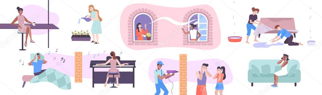 House Neighbors Concept Set — Stock Illustration House Neighbors Concept Set Royalty Free Stock Illustrations