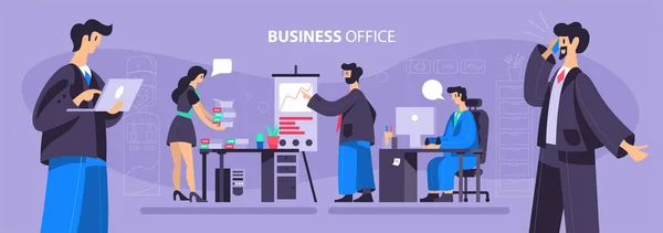 Business Office Composizione Banner — Vettoriale Stock