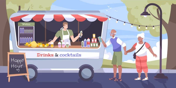 Cool Drink Street Concepto plano — Archivo Imágenes Vectoriales