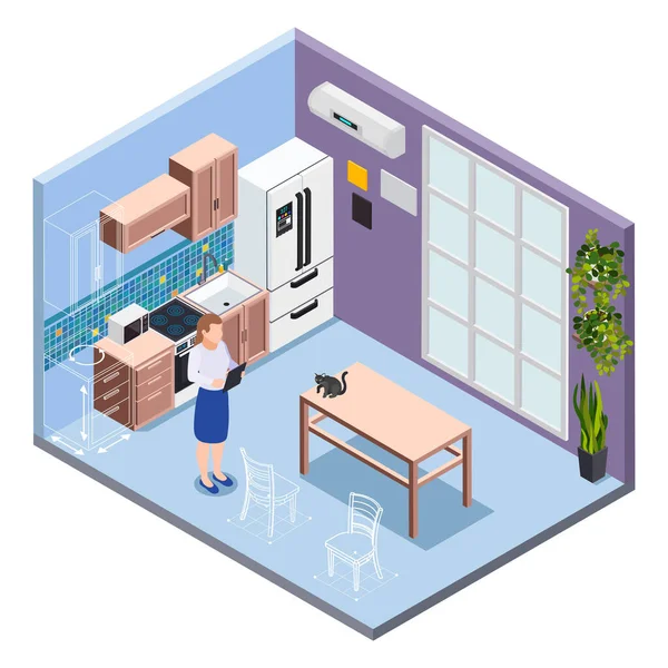 Cuisine Isometric Intérieur — Image vectorielle