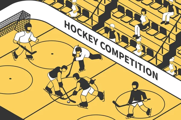 Illustrazione isometrica della competizione di hockey — Vettoriale Stock