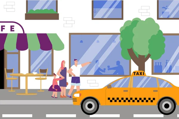 Catch Taxi Street Flat Composition — Image vectorielle