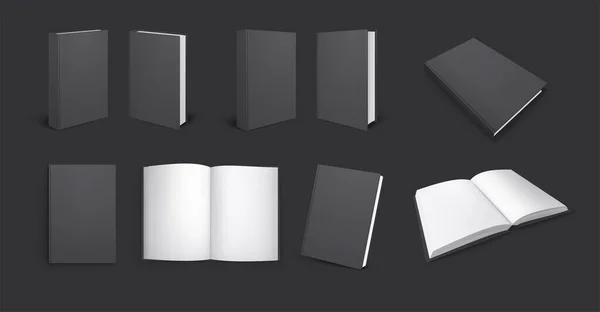 Ensemble de maquettes pour livres noirs — Image vectorielle