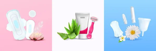 Feminine Hygiene Concept Set — Stockvector