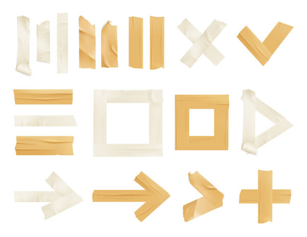Sticky Adhesive Tape Realistic Icon Set