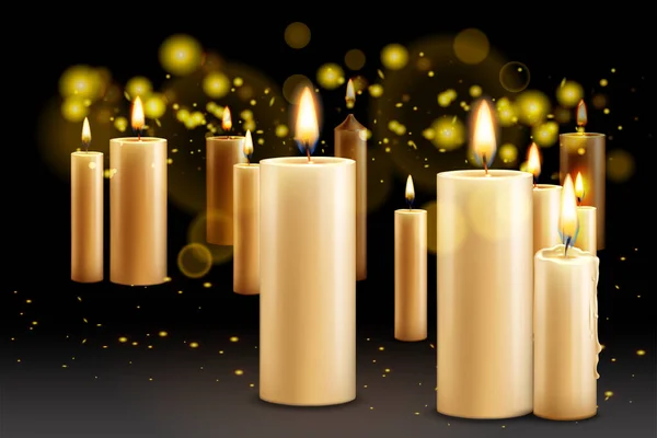 Velas realistas Composición de fondo — Vector de stock