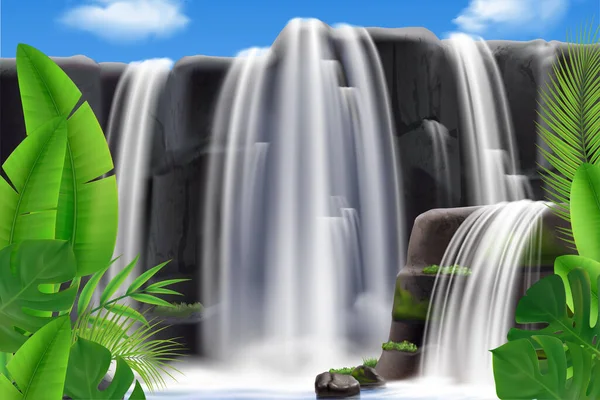 Tropical Waterfall Landscape Background