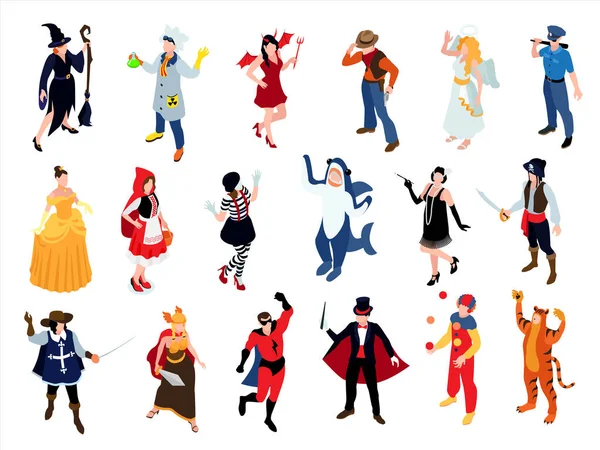 Ensemble de costumes de fête masqués — Image vectorielle