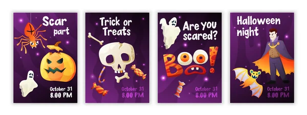 Conjunto de cartazes de Halloween — Vetor de Stock