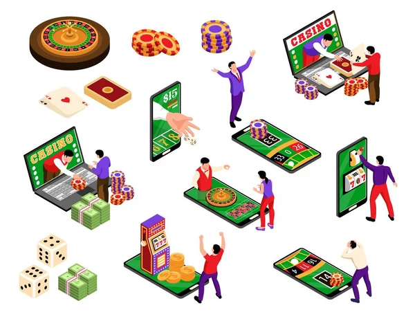 Juego de iconos de casino en línea — Vector de stock