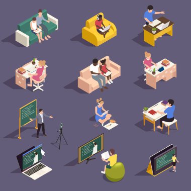 Evde eğitim Isometric Set