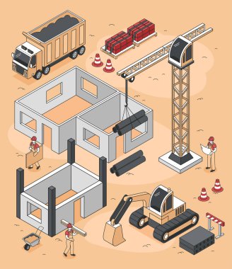 İnşaat Alanı Isometric Bileşimi