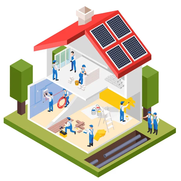 House Repair Isometric Composition — Stock Vector