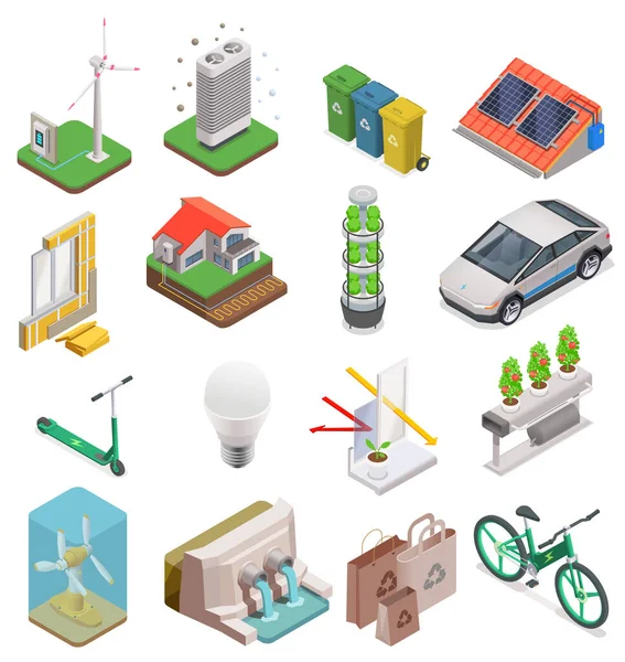 Sistema de iconos de tecnología verde — Vector de stock