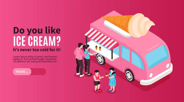 Icecream Van Horizontal Banner — 图库矢量图片