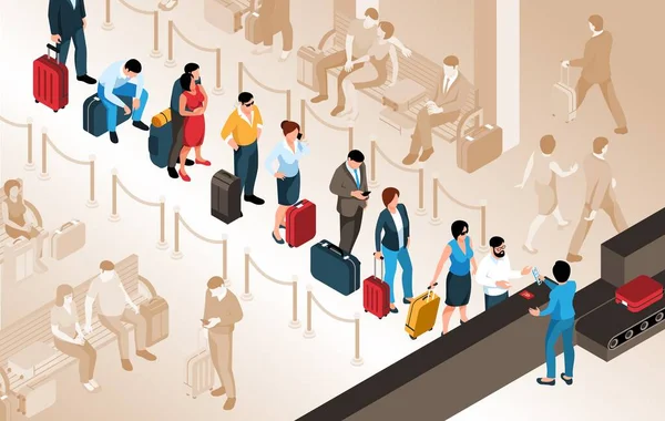 Ilustração da fila do aeroporto —  Vetores de Stock