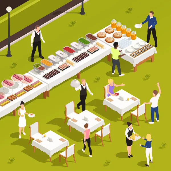 Outdoor Catering Isometric Composition — Stock Vector