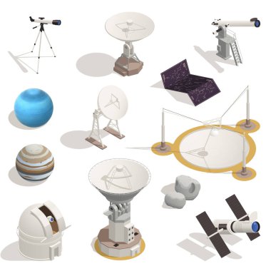 Astronomy Isometric Icons Set clipart