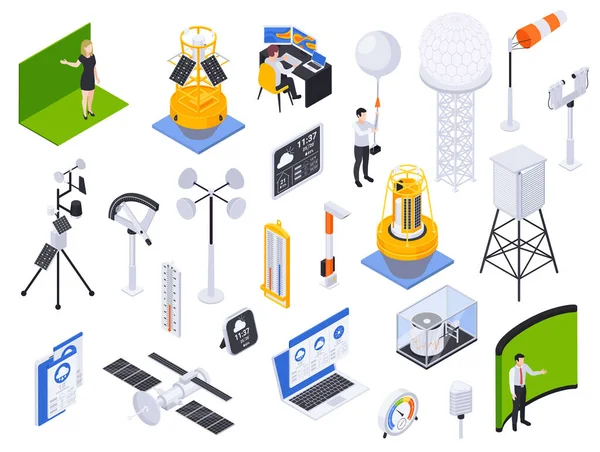 Isometric Meteoroloji Eklentisi — Stok Vektör