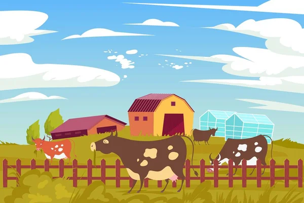 Eco Farming Cows Samenstelling — Stockvector