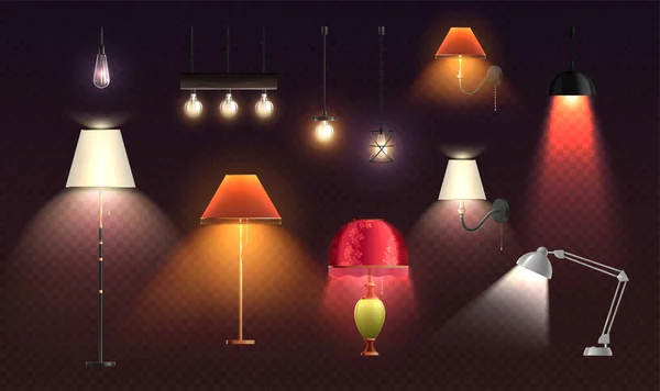 Ensemble de lampes d'éclairage de maison — Image vectorielle