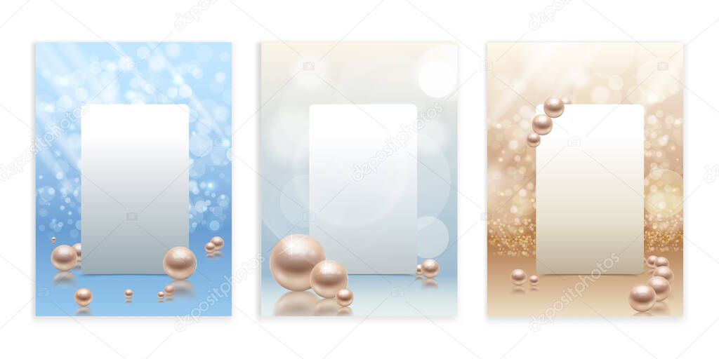 Pearls Frame Backgrounds Set