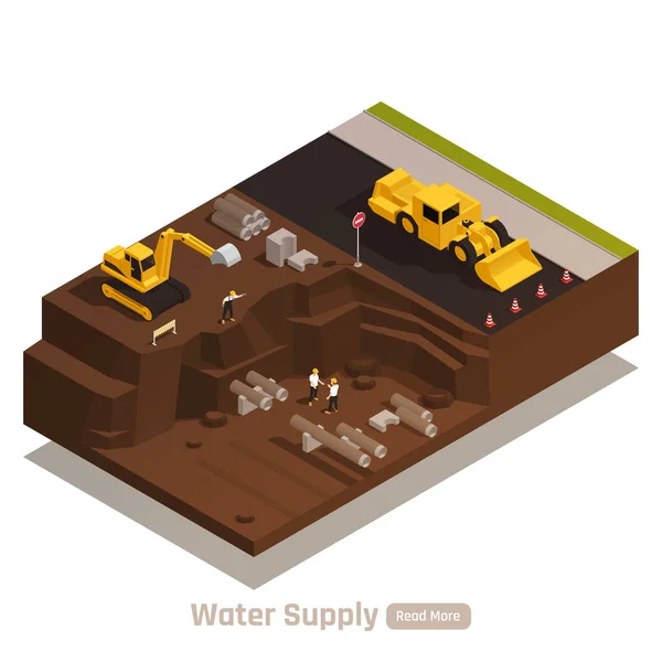 Water Supply Isometric Composition — Stock Vector