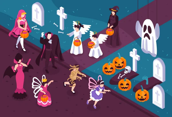 Ilustração Isométrica de Halloween —  Vetores de Stock
